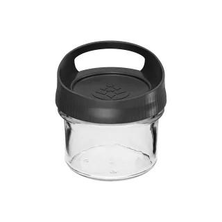 Glazen container 235 ml, met deksel om op te hangen