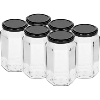 Twist-off pot 385ml met zwart deksel fi 63, 6 stuks.