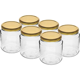 Twist-off pot, dikke 580ml met gouden deksel fi82/6, 6 stuks