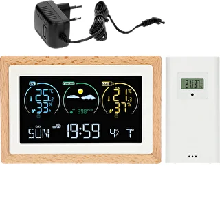 Weerstation (RCC,DCF) - elektronisch, draadloos, verlicht, sensor, wit