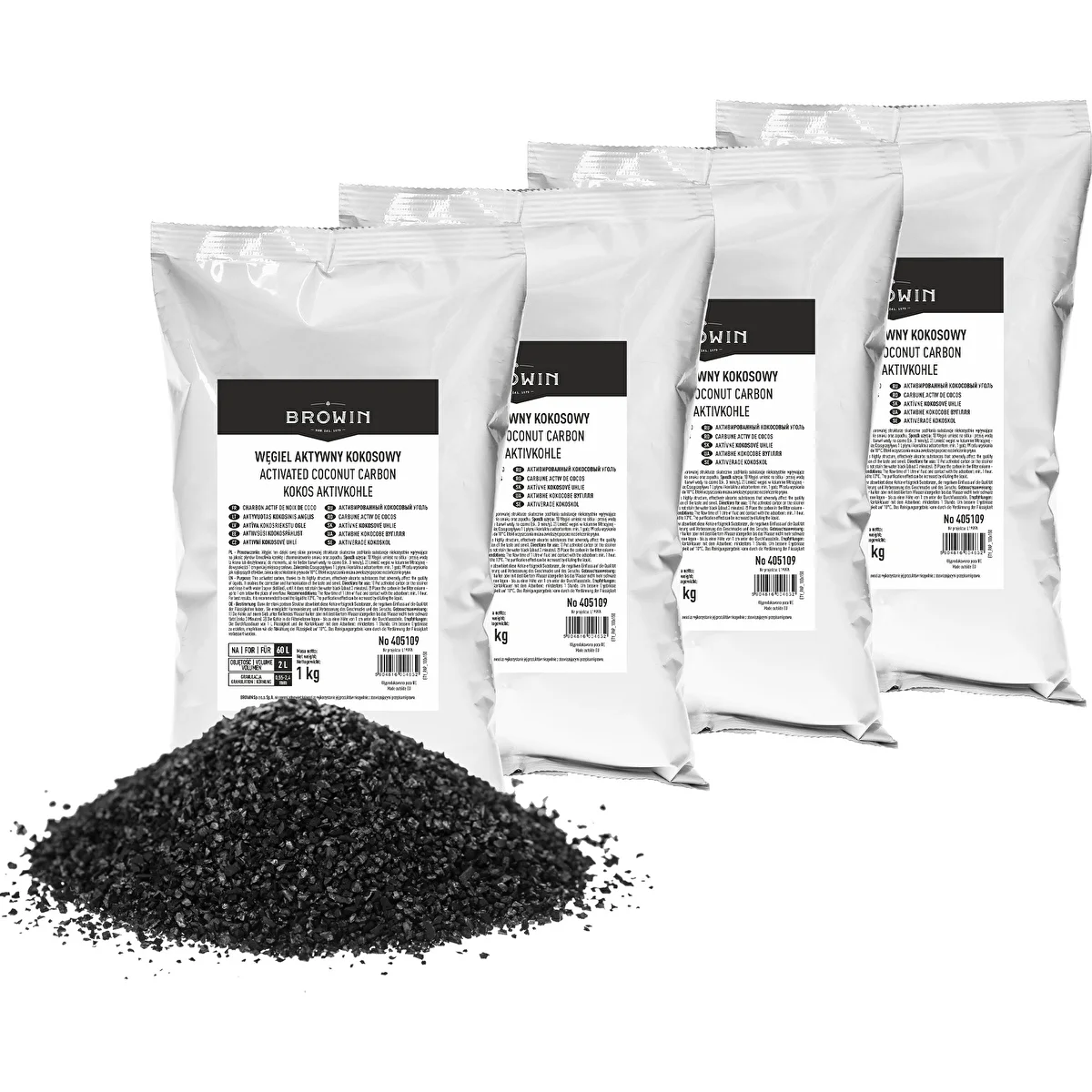 Kokos actieve kool 1 kg x 4 - set