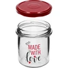 Eenvoudige pot 346ml fi 82 met kleurrijke opdruk "Made With Love" en bordeauxrood deksel, 3 stuks - 5 ['pot met opdruk', ' potten voor conserven', ' decoratieve potten', ' pot met opschrift', ' decoratieve pot', ' potten voor jam', ' glazen pot met deksel', ' pot voor conserven met deksel', ' TO pot', ' twist-off pot']