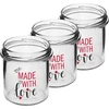 Eenvoudige pot 346ml fi 82 met kleurrijke opdruk "Made With Love" en bordeauxrood deksel, 3 stuks - 3 ['pot met opdruk', ' potten voor conserven', ' decoratieve potten', ' pot met opschrift', ' decoratieve pot', ' potten voor jam', ' glazen pot met deksel', ' pot voor conserven met deksel', ' TO pot', ' twist-off pot']
