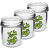 Eenvoudige pot 346ml fi 82 met kleurrijke opdruk "Yum Yum" en zwarte deksel, 3 stuks - 3 ['pot met opdruk', ' potten voor conserven', ' decoratieve potten', ' pot met opschrift', ' decoratieve pot', ' potten voor jam', ' glazen pot met deksel', ' pot voor conserven met deksel']