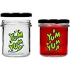 Eenvoudige pot 346ml fi 82 met kleurrijke opdruk "Yum Yum" en zwarte deksel, 3 stuks - 4 ['pot met opdruk', ' potten voor conserven', ' decoratieve potten', ' pot met opschrift', ' decoratieve pot', ' potten voor jam', ' glazen pot met deksel', ' pot voor conserven met deksel']