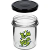 Eenvoudige pot 346ml fi 82 met kleurrijke opdruk "Yum Yum" en zwarte deksel, 3 stuks - 5 ['pot met opdruk', ' potten voor conserven', ' decoratieve potten', ' pot met opschrift', ' decoratieve pot', ' potten voor jam', ' glazen pot met deksel', ' pot voor conserven met deksel']