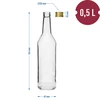 Fles 500 ml voor wodka recht met doppen - 8 stuks - 7 ['flessen met doppen', ' fles met dop', ' sterke drank fles', ' sterke drank flessen', ' wodkafles', ' wodkaflessen', ' sapfles', ' sapflessen', ' likeurfles', ' likeurflessen', ' alcoholflessen', ' fles voor alcohol', ' gouden doppen', ' witte fles', ' schroeffles', ' schroefflessen']