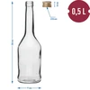 Fles Napoleon 500 ml met dop fi28, 6 stuks - 7 ['flessen met doppen', ' fles met dop', ' fles voor wodka', ' flessen voor wodka', ' fles voor sap', ' flessen voor sappen', ' fles voor likeur', ' flessen voor likeur', ' flessen voor alcohol', ' fles voor alcohol', ' fles met schroefdop', ' flessen met schroefdop']