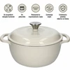 Geëmailleerde gietijzeren pot - ecru, 4 L - 5 ['gietijzeren potten', ' geëmailleerde gietijzeren potten', ' gietijzeren kookgerei', ' voordelen van gietijzeren kookgerei', ' geëmailleerd gietijzer', ' koken in een gietijzeren pot', ' gietijzeren pot met email', ' pot in ecru kleur', ' pot in bordeauxrode kleur', ' pot in saliegroene kleur', ' waarom koken in gietijzeren potten de moeite waard is', ' als cadeau', ' welke gietijzeren potten te kiezen']