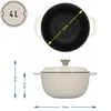 Geëmailleerde gietijzeren pot - ecru, 4 L - 4 ['gietijzeren potten', ' geëmailleerde gietijzeren potten', ' gietijzeren kookgerei', ' voordelen van gietijzeren kookgerei', ' geëmailleerd gietijzer', ' koken in een gietijzeren pot', ' gietijzeren pot met email', ' pot in ecru kleur', ' pot in bordeauxrode kleur', ' pot in saliegroene kleur', ' waarom koken in gietijzeren potten de moeite waard is', ' als cadeau', ' welke gietijzeren potten te kiezen']