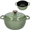 Geëmailleerde gietijzeren pot - salie, 4L  - 1 ['gietijzeren potten', ' geëmailleerde gietijzeren potten', ' gietijzeren kookgerei', ' voordelen van gietijzeren kookgerei', ' geëmailleerd gietijzer', ' koken in een gietijzeren pot', ' gietijzeren pot met email', ' pot in ecru kleur', ' pot in bordeaux kleur', ' pot in salie kleur', ' waarom koken in gietijzeren potten', ' als cadeau', ' welke gietijzeren potten te kiezen']