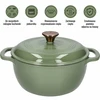 Geëmailleerde gietijzeren pot - salie, 4L - 5 ['gietijzeren potten', ' geëmailleerde gietijzeren potten', ' gietijzeren kookgerei', ' voordelen van gietijzeren kookgerei', ' geëmailleerd gietijzer', ' koken in een gietijzeren pot', ' gietijzeren pot met email', ' pot in ecru kleur', ' pot in bordeaux kleur', ' pot in salie kleur', ' waarom koken in gietijzeren potten', ' als cadeau', ' welke gietijzeren potten te kiezen']