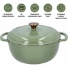 Geëmailleerde gietijzeren pot - salie, 5,8L - 5 ['gietijzeren potten', ' geëmailleerde gietijzeren potten', ' gietijzeren kookgerei', ' voordelen van gietijzeren kookgerei', ' geëmailleerd gietijzer', ' koken in een gietijzeren pot', ' gietijzeren pot met email', ' pot in ecru kleur', ' pot in bordeaux kleur', ' pot in salie kleur', ' waarom koken in gietijzeren potten', ' als cadeau', ' welke gietijzeren potten te kiezen']