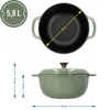 Geëmailleerde gietijzeren pot - salie, 5,8L - 4 ['gietijzeren potten', ' geëmailleerde gietijzeren potten', ' gietijzeren kookgerei', ' voordelen van gietijzeren kookgerei', ' geëmailleerd gietijzer', ' koken in een gietijzeren pot', ' gietijzeren pot met email', ' pot in ecru kleur', ' pot in bordeaux kleur', ' pot in salie kleur', ' waarom koken in gietijzeren potten', ' als cadeau', ' welke gietijzeren potten te kiezen']