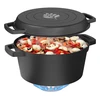 Gietijzeren pan met koekenpan, 5 L + 1 L - 7 ['pan met de pan', ' 2 in 1', ' gietijzeren pan', ' gietijzeren koekenpan', ' gietijzeren koekenpan', ' gietijzeren kookset', ' om te koken', ' om te bakken', ' om te braden', ' voor kampvuur', ' grillpan']