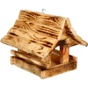 Houten vogelvoederhuis, gebrand, bergchalet  - 1 ['vogelhuisje', ' vogelhuis', ' vogels voeren', ' houten voederhuis', ' gebrand voederhuis']