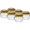 Lage pot 200ml - met gouden deksel fi 82/6, 6 stuks  - 1 ['lage pot', ' glazen pot', ' pot 200ml', ' twist-off deksel', ' pot voor jam', ' opslagcontainer', ' zelfgemaakte conserven', ' pot voor haring', ' pot voor salade', ' pot voor dessert']
