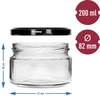 Lage pot 200ml - met zwarte deksel fi 82/6, 6 stuks - 5 ['lage pot', ' glazen pot', ' pot 200 ml', ' twist-off deksel', ' pot voor jam', ' opslagcontainer', ' zelfgemaakte conserven', ' pot voor haring', ' pot voor salade', ' pot voor dessert']