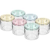 Lage pot 330ml - met gekleurde deksel fi 82/6, 6 stuks  - 1 ['lage pot', ' glazen pot', ' pot 330ml', ' twist-off deksel', ' pot voor jam', ' opslagcontainer', ' zelfgemaakte conserven', ' pot voor haring', ' pot voor salade', ' pot voor dessert']
