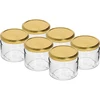 Lage pot 330ml - met gouden deksel fi 82/6, 6 stuks  - 1 ['lage pot', ' glazen pot', ' pot 330ml', ' twist-off deksel', ' pot voor jam', ' opslagcontainer', ' zelfgemaakte conserven', ' pot voor haring', ' pot voor salade', ' pot voor dessert']