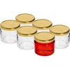 Lage pot 330ml - met gouden deksel fi 82/6, 6 stuks - 2 ['lage pot', ' glazen pot', ' pot 330ml', ' twist-off deksel', ' pot voor jam', ' opslagcontainer', ' zelfgemaakte conserven', ' pot voor haring', ' pot voor salade', ' pot voor dessert']