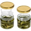 Lage pot 330ml - met gouden deksel fi 82/6, 6 stuks - 6 ['lage pot', ' glazen pot', ' pot 330ml', ' twist-off deksel', ' pot voor jam', ' opslagcontainer', ' zelfgemaakte conserven', ' pot voor haring', ' pot voor salade', ' pot voor dessert']