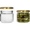 Lage pot 330ml - met gouden deksel fi 82/6, 6 stuks - 5 ['lage pot', ' glazen pot', ' pot 330ml', ' twist-off deksel', ' pot voor jam', ' opslagcontainer', ' zelfgemaakte conserven', ' pot voor haring', ' pot voor salade', ' pot voor dessert']