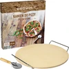 Pizzasteen met handvat en mesje, van cordieriet, rond 33 cm - 6 ['cadeau', ' zelfgemaakte pizza', ' voor het bakken van pizza', ' voor het serveren van pizza', ' voor het bakken van brood', ' voor het bakken van broodjes']
