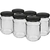 Pot 250 ml fi 66/4 zwarte deksel - 6 stuks  - 1 ['set van potten', ' potten voor fermenteren', ' potten voor jam', ' potten met deksels', ' potten fi 66', ' potten met deksels 4 klemmen', ' potten met zwarte deksels', ' voor conserven', ' voor wecken', ' kruidencontainer']