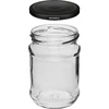 Pot 250 ml fi 66/4 zwarte deksel - 6 stuks - 3 ['set van potten', ' potten voor fermenteren', ' potten voor jam', ' potten met deksels', ' potten fi 66', ' potten met deksels 4 klemmen', ' potten met zwarte deksels', ' voor conserven', ' voor wecken', ' kruidencontainer']