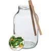 Pot 4 L, gekleurd deksel + vork of tang - 4 ['pot', ' glazen pot', ' glazen pot met deksel', ' pot met schroefdeksel', ' pot voor het inmaken van augurken', ' pot voor augurken', ' pot voor likeuren', ' pot voor likeuren', ' pot met tang', ' tang voor augurken', ' keukentang']