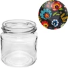 Pot met een inhoud van 212 ml, met gekleurde deksels ø 66. - 8 ['pot', ' potje', ' klein potje', ' kruidenpot', ' potje']