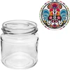 Pot met een inhoud van 212 ml, met gekleurde deksels ø 66. - 10 ['pot', ' potje', ' klein potje', ' kruidenpot', ' potje']