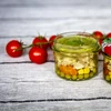 Pot TO 235 ml met gekleurde deksel fi82 - 6 stuks - 17 ['glazen pot', ' decoratieve deksels', ' voor conserven', ' voor conserven', ' voor jam', ' set potten']
