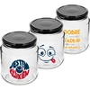 Pot TO 580ml fi 82 met kleurrijke opdruk en zwarte deksel, 3 stuks. - 2 ['pot met opdruk', ' voor conserven', ' pot met opschriften', ' decoratieve pot', ' pot met deksel', ' pot 580 ml', ' decoratieve pot', ' zwarte deksels voor potten', '']