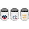 Pot TO 580ml fi 82 met kleurrijke opdruk en zwarte deksel, 3 stuks.  - 1 ['pot met opdruk', ' voor conserven', ' pot met opschriften', ' decoratieve pot', ' pot met deksel', ' pot 580 ml', ' decoratieve pot', ' zwarte deksels voor potten', '']