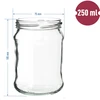 Pot TO Kwart 250 ml met deksel fi 66 - 6 stuks - 6 ['potten met deksels', ' twist-off potten', ' voor jam', ' voor jam', ' voor compotes', ' voor conserven', ' voor salades', ' decoratieve deksels']
