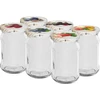 Potten 300 ml met gekleurd deksel fi 66 - 6 stuks  - 1 ['potten voor conserven', ' potten 300 ml', ' set potten', ' potten voor conserven', ' potten met gekleurde deksels', ' gekleurde deksels', ' voor compotes', ' voor jam']