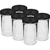 Rechte pot 545ml (fi 82) - met zwarte deksel, 6 stuks - 12 