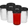 Rechte pot 545ml (fi 82) - met zwarte deksel, 6 stuks - 2 ['set potten', ' potten voor fermenteren', ' potten voor jam', ' potten met deksels', ' potten fi 82', ' potten met 6 clips deksels', ' potten met zwarte deksels', ' voor conserven', ' voor wecken', ' voor vlees', ' pottenverzameling', ' rechte pot']