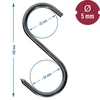 Rookhaken - S, geslepen, 5mm x 100mm - 5 ['rookhaak', ' rookhaak voor vlees', ' rookhaak voor vleeswaren', ' haak voor vleeswaren', ' rookhaken', ' roestvrijstalen haken', ' S-vormige rookhaken', ' set haken', ' haken voor rokerij', ' haken voor het drogen van vleeswaren', ' haken voor kazen', ' klassieke haken']