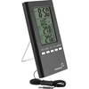 Stacja pogodowa – elektroniczna, sonda, czarna - 11 termometr z zegarem, termometr wewnętrzny, termometr pokojowy, termometr zewnętrzny, termometr wiszący, termometr stojący