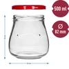 Twist-off pot 500ml "Omgekeerde Amfoor" met bordeauxrode deksel fi 82/6, 6 stuks - 9 ['pot', ' amfoorpot', ' pot 500ml', ' set van potten', ' glazen potten', ' potten voor conserven', ' potten voor cosmetica', ' potten 6 stuks', ' glazen pot', ' potten voor jam', ' potten voor confituren', ' potten voor marmelades', ' potten voor vleesconserven', ' potten voor potten', ' potten voor cosmetica']