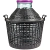 Wijnballon 15 L met brede hals in plastic mand - 6 