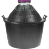Wijnballon 34 L met brede hals in plastic mand - 2 