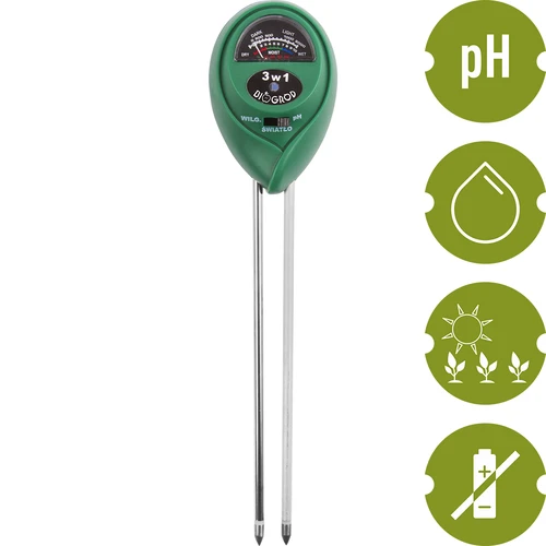 3-in-1 Bodemtester - pH, vochtigheid, zonlicht - 2 ['pH-meting', ' pH-meter', ' pH-meter voor grond', ' grondanalyse', ' pH van de grond', ' pH-meter voor grond', ' grondvochtigheidsmeter', ' bodemvochtigheidsmeter', ' meting van bodemvochtigheid', ' bodemvochtigheid', ' bodemvochtigheidssensor', ' hoe bodemvochtigheid meten', ' zonlicht', ' zonlichtanalyse', ' zonlichtsensor']
