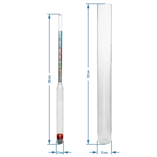 Alcoholmeter in onbreekbare buis - 4 ['alcoholmeter', ' areometer voor het meten van alcohol', ' alcoholindicator', ' voor distillaten', " voor wodka's"]