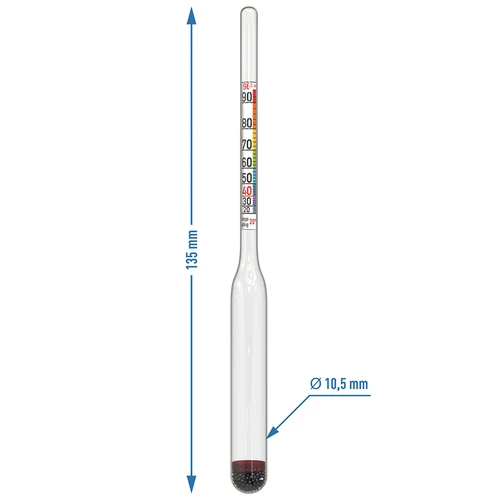 Alcoholmeter Mini - 6 ['alcoholmeter', ' areometer voor het meten van alcohol', ' alcoholindicator', ' voor distillaten', " voor wodka's", ' voor spiritus', ' meter voor het meten van alcohol', ' kleine alcoholmeter', ' kleine alcoholmeter', ' accessoires voor distillatie']