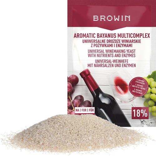 Aromatic Bayanus Multicomplex startpakket voor wijn, 40 g - 3 ['bayanus gist', ' bayanus', ' wijngist', ' wijn 18%', ' gist + voedingsstof', ' voor fruitwijnen', ' voor 50 l wijn', ' recept voor wijn', ' fermentatie in pulp', ' sterke wijn', ' pecto-enzym']