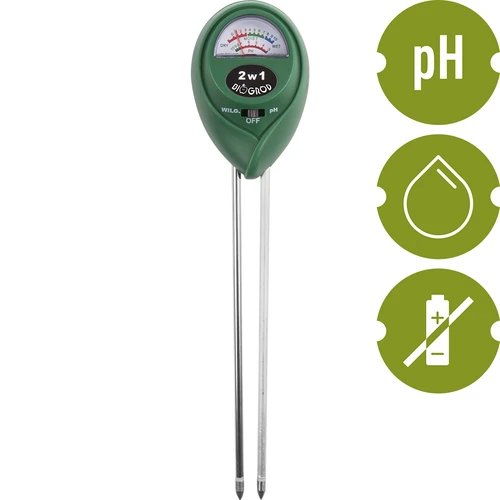 Bodemtester 2-in-1 - pH, vochtigheid - 2 ['bodemtester 2-in-1', ' bodemtester met ph-meter', ' pH-meter', ' vochtigheidsmeter voor grond', ' bodemtester bio-tuin', ' bio-tuin tester', ' ph-meter voor grond']